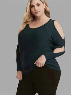 NEW Torrid Split Sleeve Cold Shoulder Knit Sweater